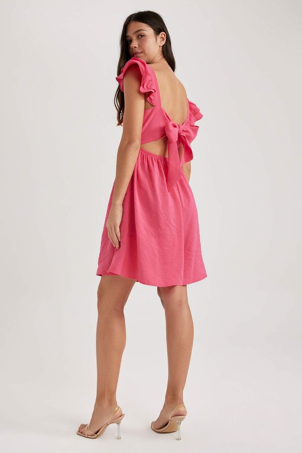 DEFACTO DEFACTO Babydoll Square Collar Premium Sleeveless Mini Short Sleeve Dress