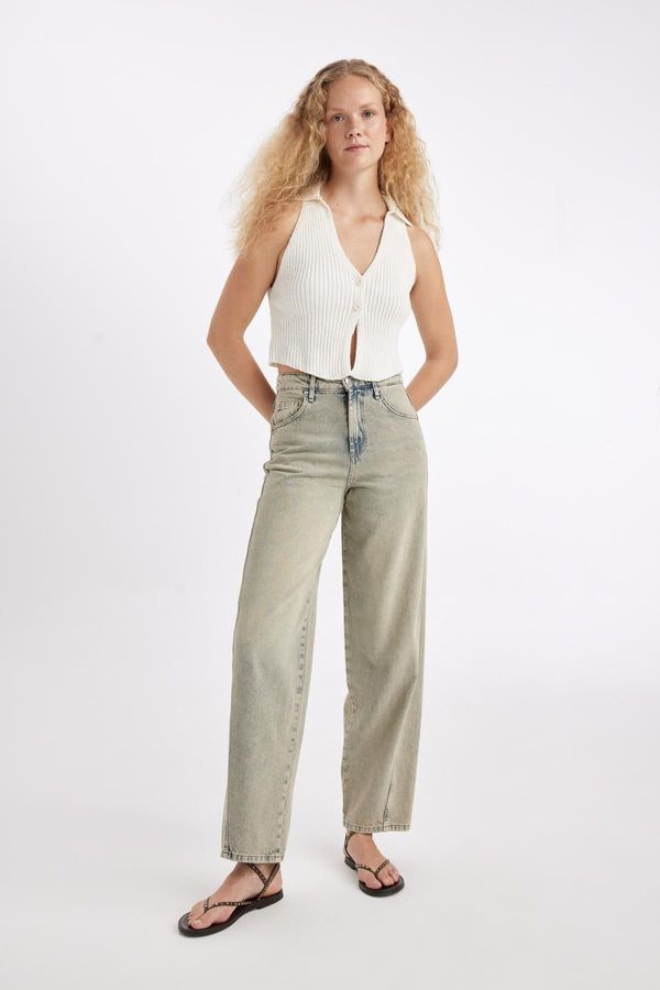 DEFACTO DEFACTO Baggy Fit High Waist Long Jean Washed Trousers