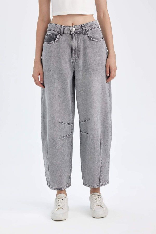 DEFACTO DEFACTO Baggy Fit High Waist Long Jean Washed Trousers