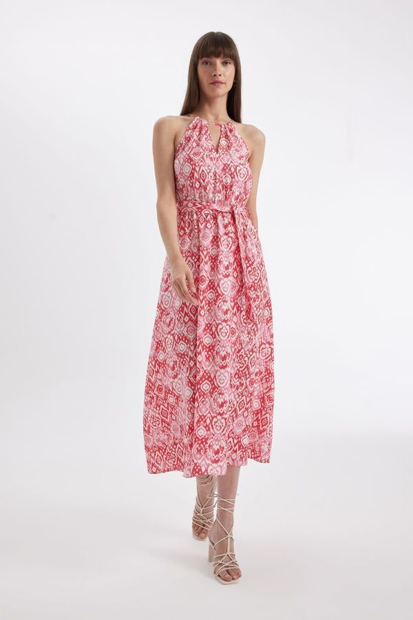 DEFACTO DEFACTO Barbell Neck Patterned Sleeveless Maxi Dress