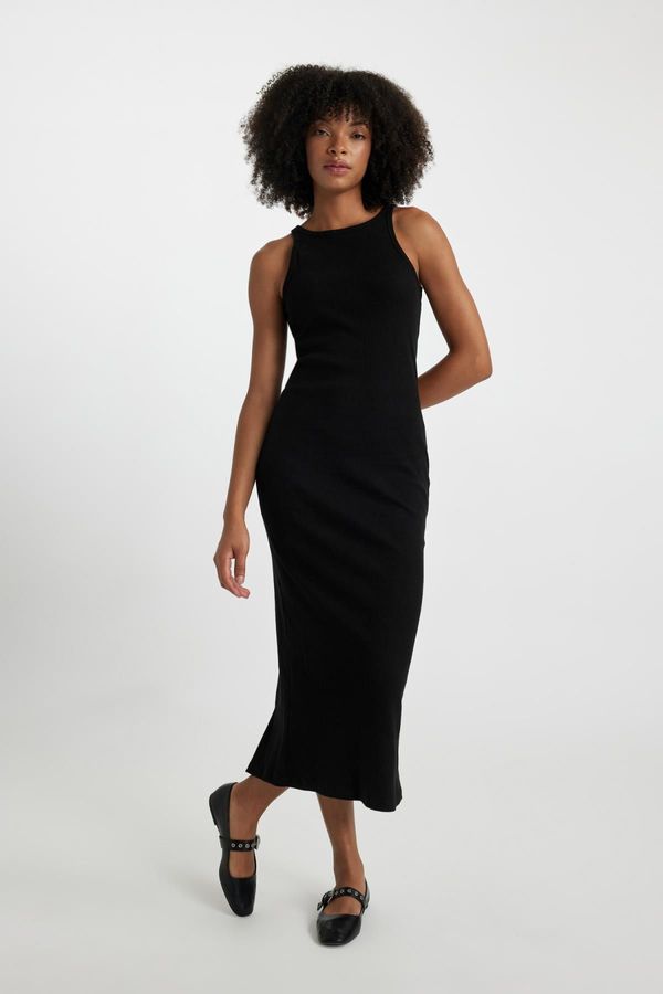 DEFACTO DEFACTO Bodycon Barbell Neck Ribbed Camisole Maxi Sleeveless Dress