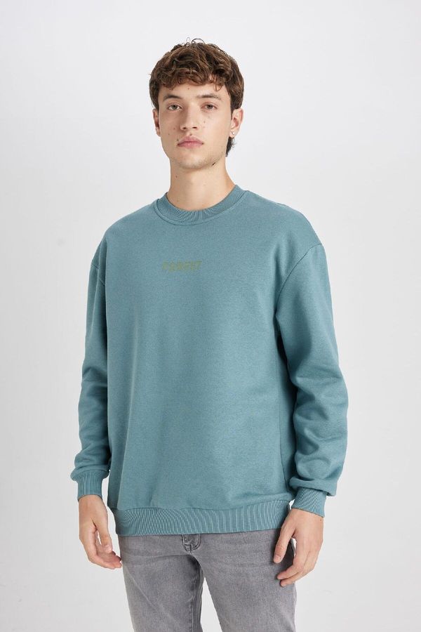 DEFACTO DEFACTO Boxy Fit Crew Neck Printed Sweatshirt