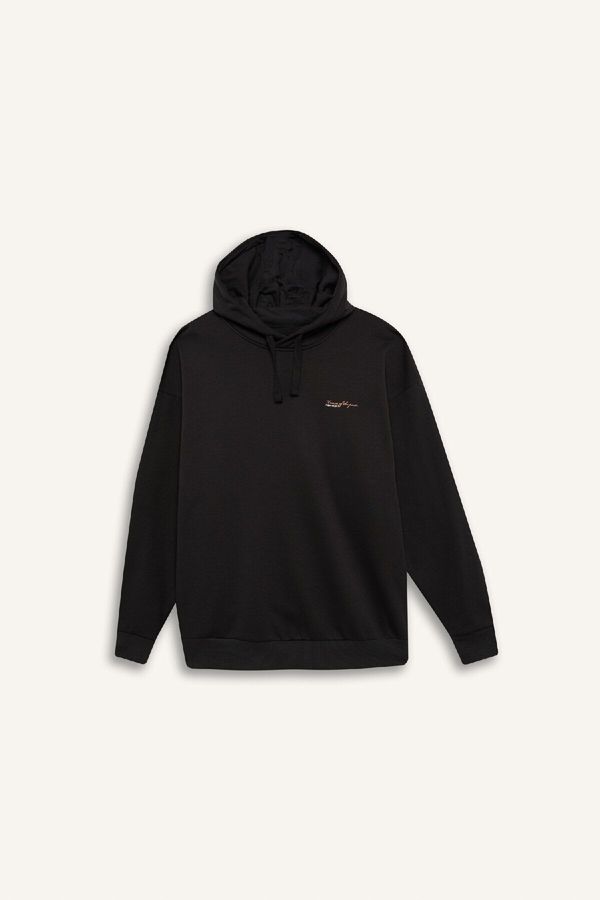 DEFACTO DEFACTO Boxy Fit Hooded Printed Sweatshirt