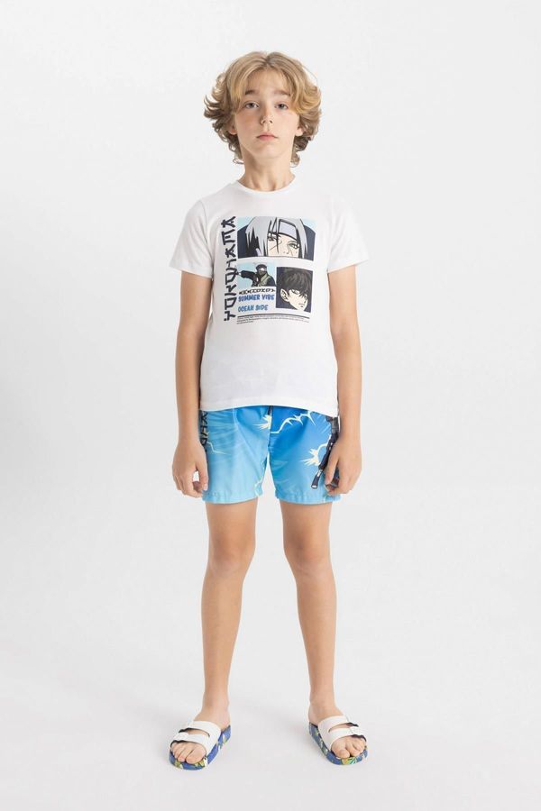 DEFACTO DEFACTO Boy 2-Piece Set Bike Neck Printed Short Sleeve T-Shirt Swim Shorts