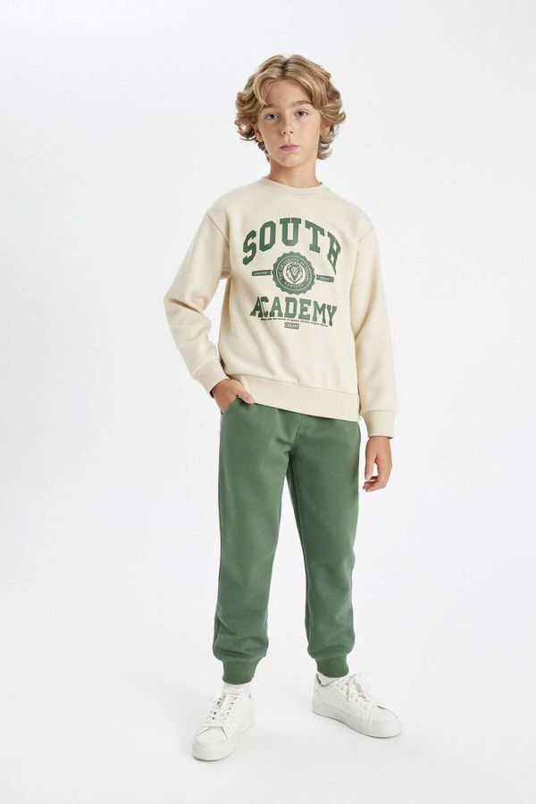 DEFACTO DEFACTO Boy 2-Piece Set Crew Neck Printed Sweatshirt Elastic Waist Jogger Tracksuit Bottoms