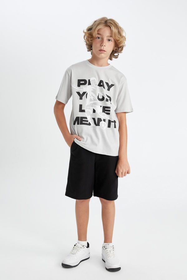 DEFACTO DEFACTO Boy 2-Piece Set Printed Short Sleeve T-Shirt Shorts