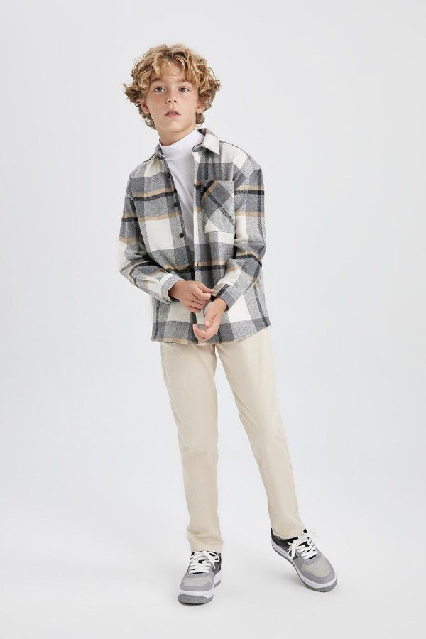 DEFACTO DEFACTO Boy Gray Gabardine School Trousers