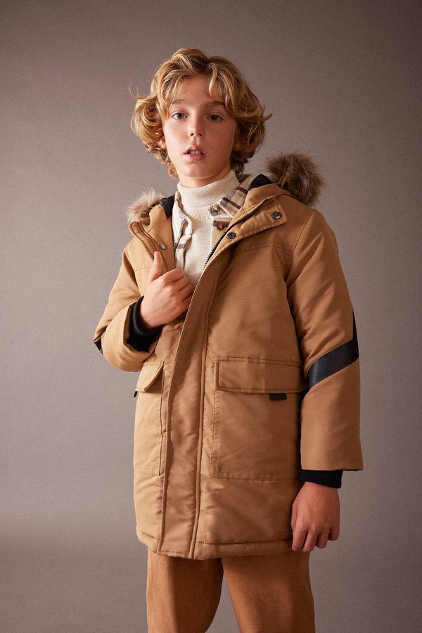 DEFACTO DEFACTO Boy Hooded Plush Lining Jacket