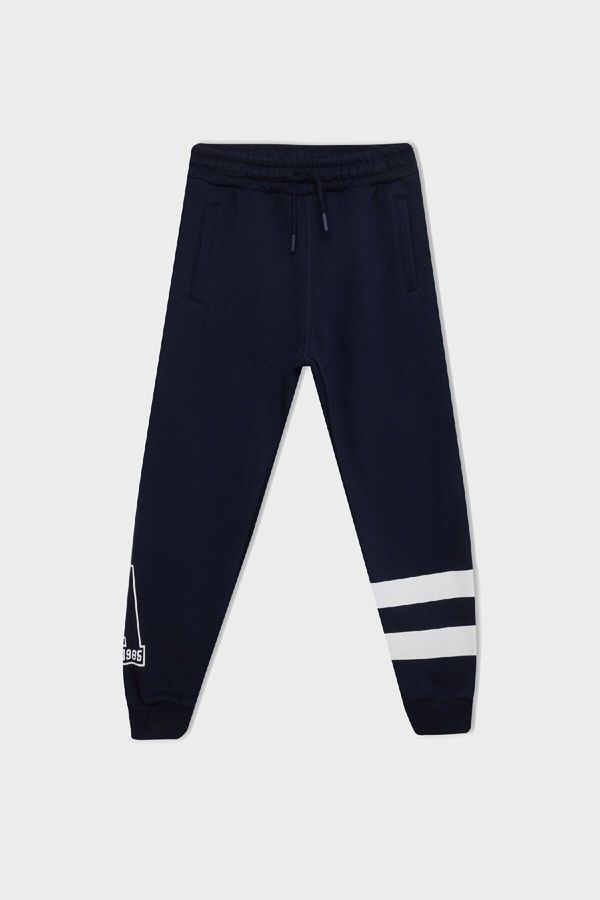 DEFACTO DEFACTO Boy Navy Blue Regular Fit Elastic Waist Leg Printed Jogger Sweatpants