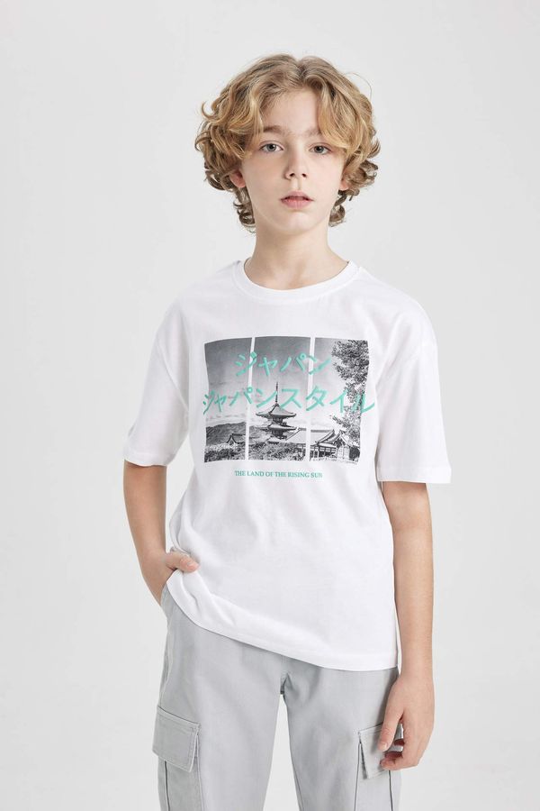 DEFACTO DEFACTO Boy Oversize Fit Crew Neck Printed Short Sleeve T-Shirt