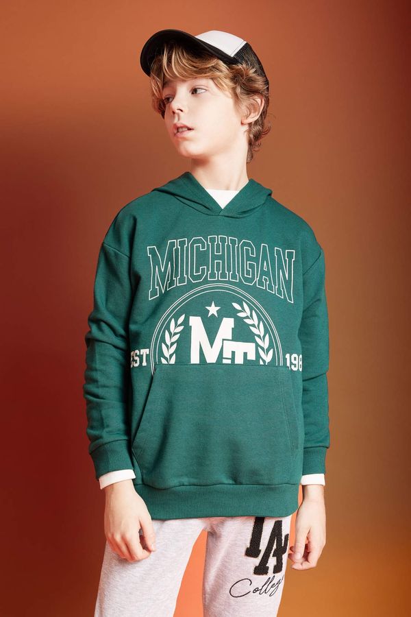 DEFACTO DEFACTO Boy Oversize Fit Printed Hooded Sweatshirt