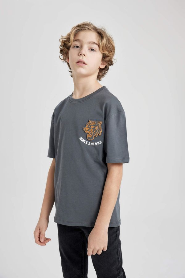 DEFACTO DEFACTO Boy Oversize Fit Printed Short Sleeve T-Shirt