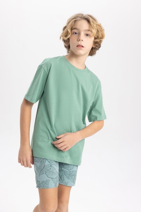 DEFACTO DEFACTO Boy Oversize Wide Pattern Crew Neck Basic Plain Short Sleeve T-Shirt