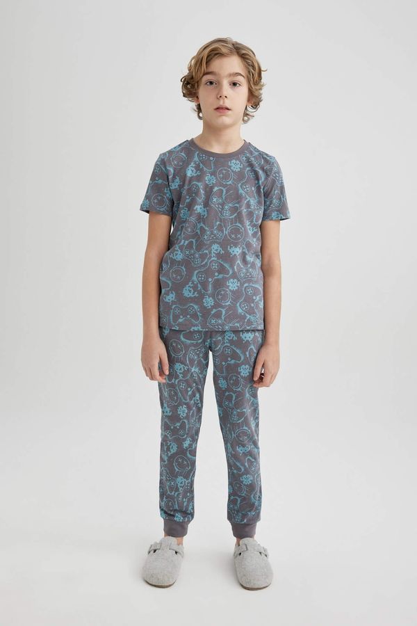 DEFACTO DEFACTO Boy Patterned Short Sleeve Pajama Set