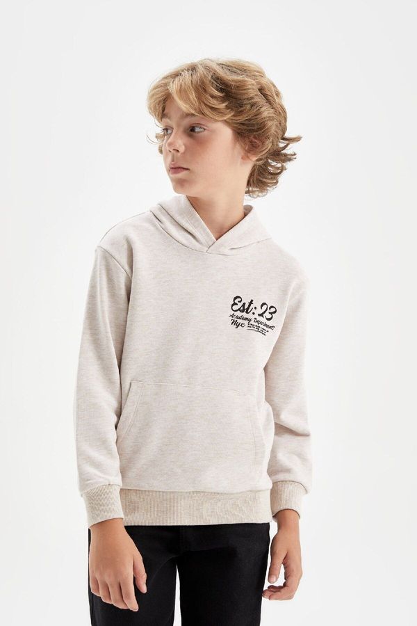 DEFACTO DEFACTO Boy Printed Hooded School Sweatshirt