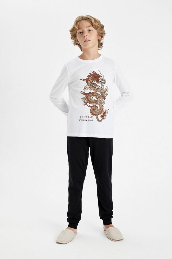 DEFACTO DEFACTO Boy Printed Long Sleeve Pajama Set