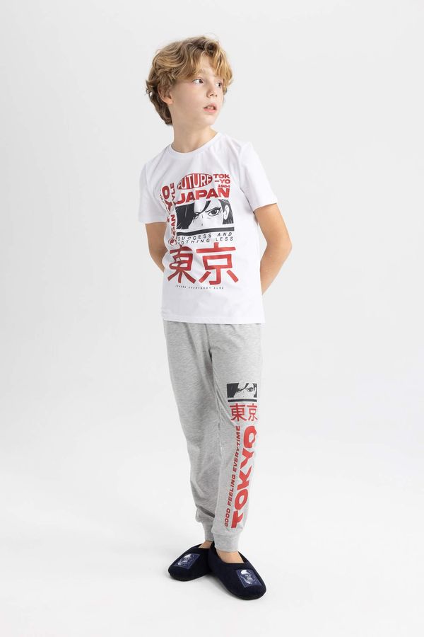 DEFACTO DEFACTO Boy Printed Short Sleeve 2 Piece Pajama Set