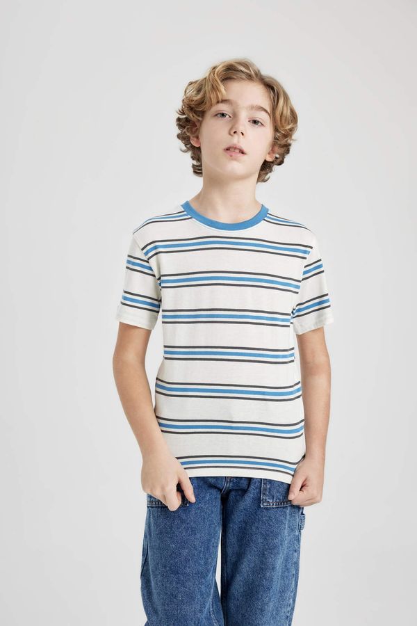 DEFACTO DEFACTO Boy Regular Fit Crew Neck Striped Short Sleeve T-Shirt