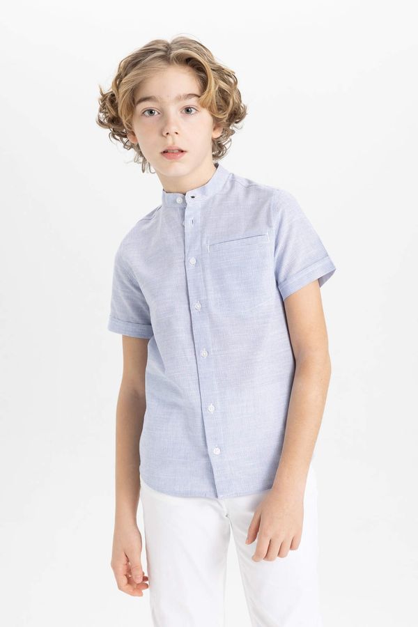 DEFACTO DEFACTO Boy Regular Fit Stand Collar Linen Look Shirt