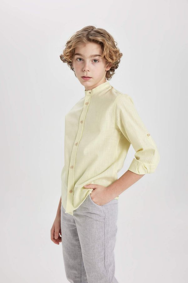 DEFACTO DEFACTO Boy Regular Fit Stand Collar Long Sleeve Shirt