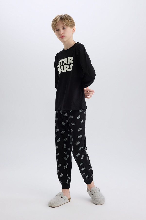 DEFACTO DEFACTO Boy Star Wars Pajama Set Crew Neck Long Sleeve Top Long Bottom