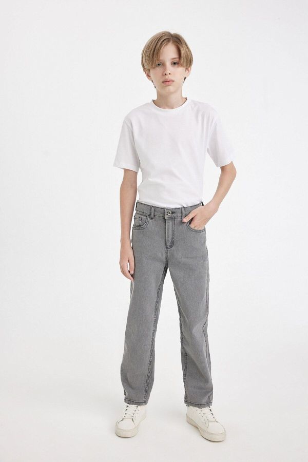 DEFACTO DEFACTO Boy Straight Fit Straight Leg Pocket Gray Jean Trousers