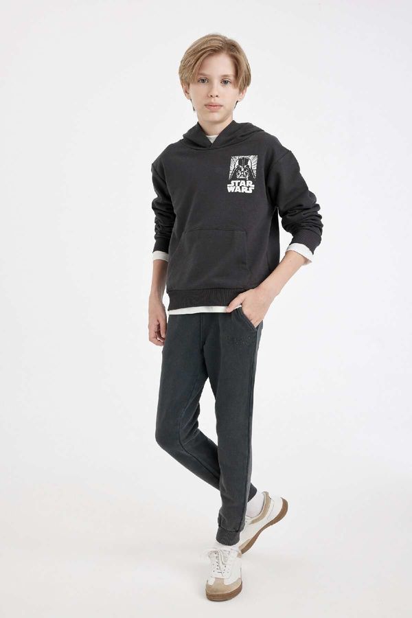 DEFACTO DEFACTO Boy's Anthracite Elastic Waist Leg Pocket Basic Plain Jogger Sweatpants