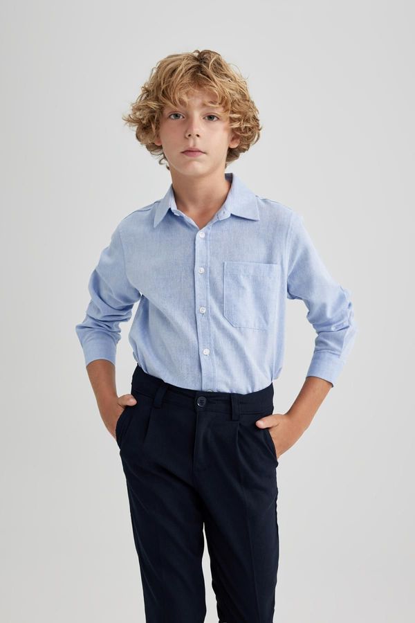 DEFACTO DEFACTO Boys Blue Oxford Long Sleeve School Shirt