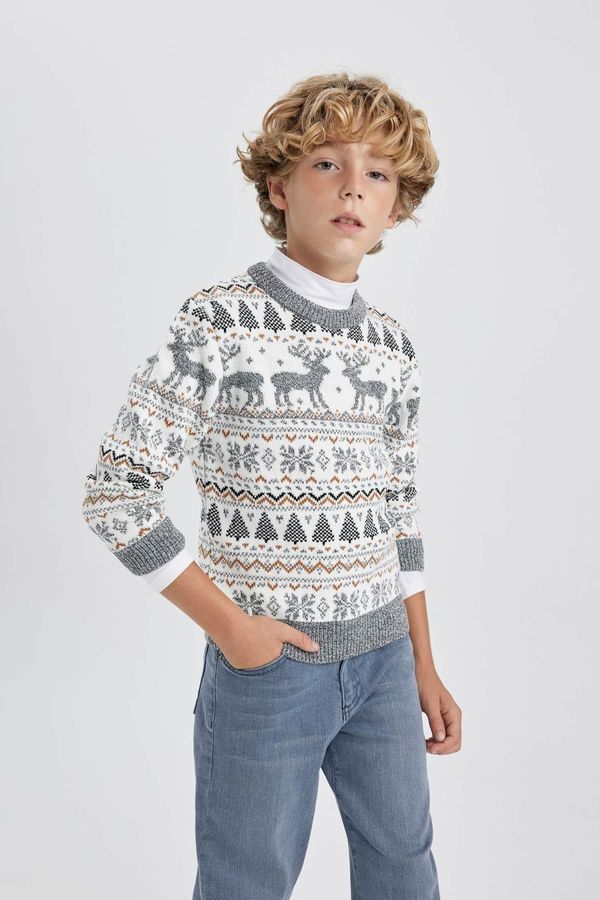 DEFACTO DEFACTO Boy's Christmas Themed Mini Me Crew Neck Knit Sweater