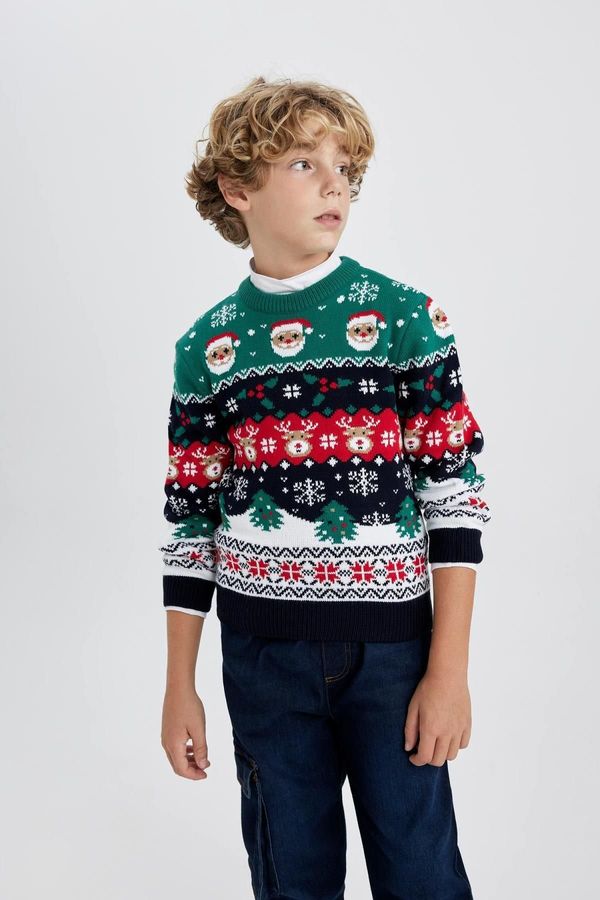 DEFACTO DEFACTO Boy's Christmas Themed Mini Me Crew Neck Knit Sweater