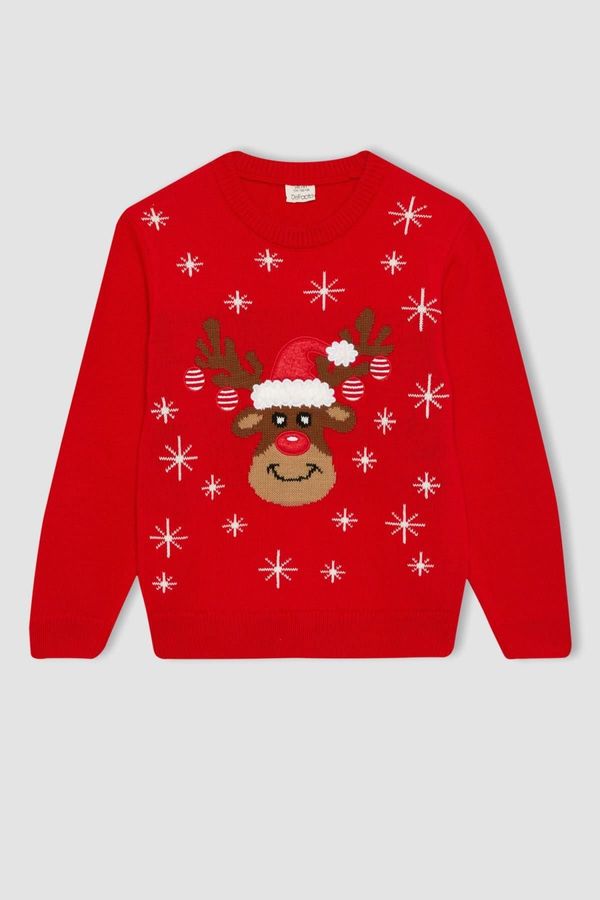 DEFACTO DEFACTO Boy's Christmas Themed Mini Me Crew Neck Sweater