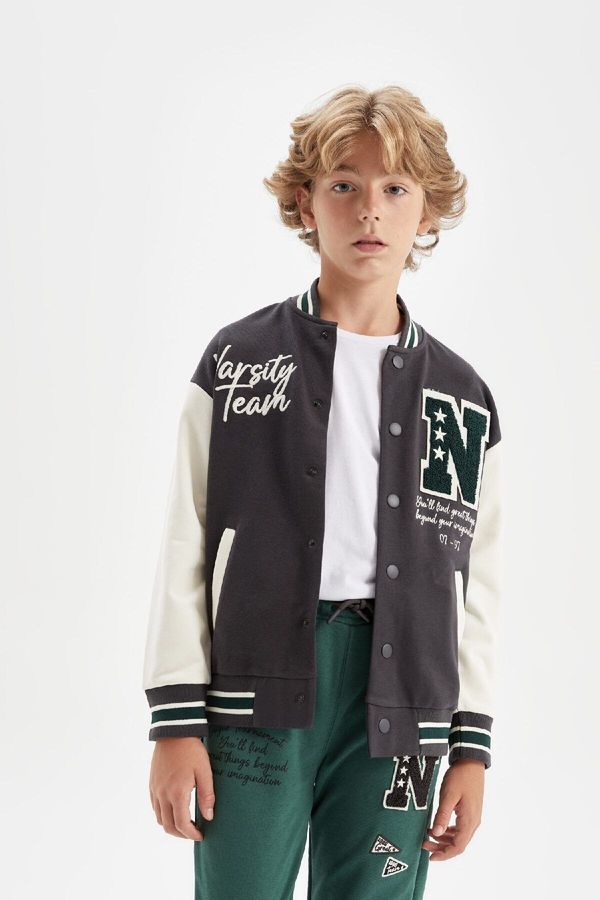 DEFACTO DEFACTO Boy's Crew Neck Bomber Cardigan