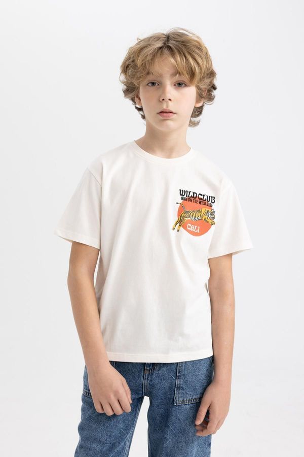 DEFACTO DEFACTO Boy's Crew Neck Embroidered Short Sleeve T-Shirt