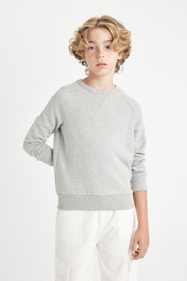 DEFACTO DEFACTO Boy's Crew Neck Gray School Sweatshirt