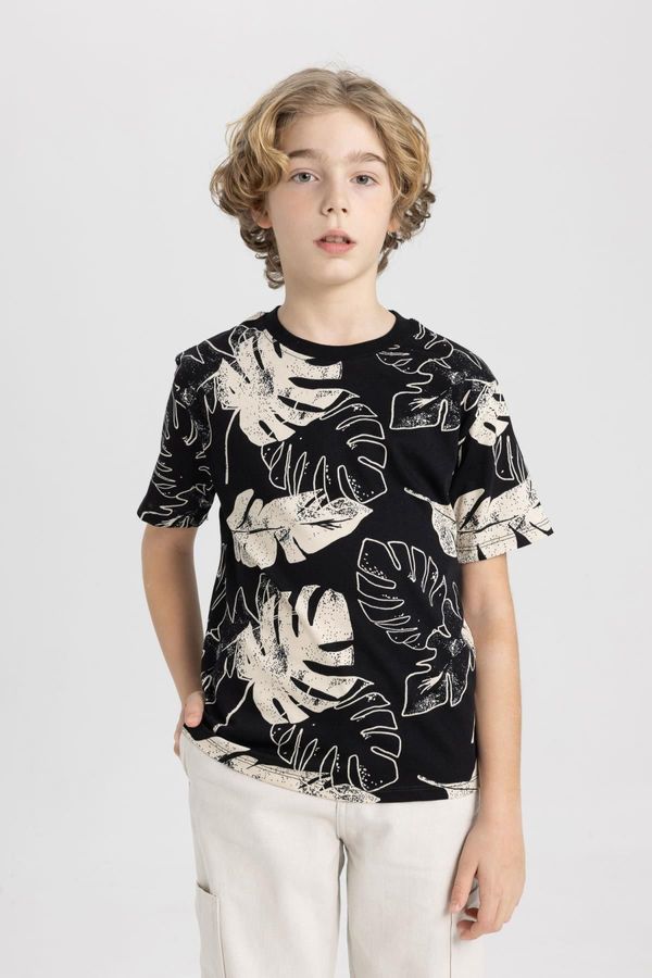 DEFACTO DEFACTO Boy's Crew Neck Patterned Short Sleeve T-Shirt