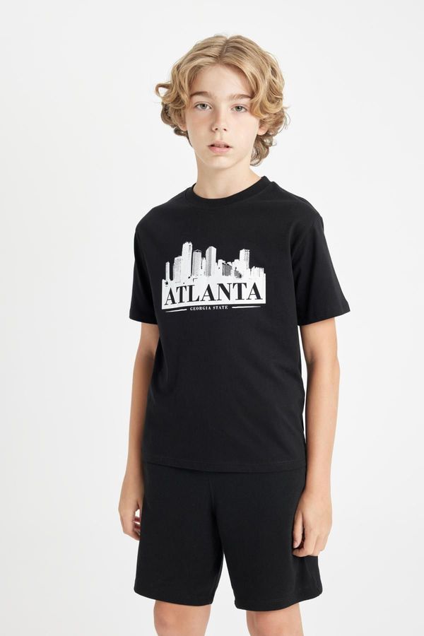 DEFACTO DEFACTO Boy's Crew Neck Printed Short Sleeve T-Shirt