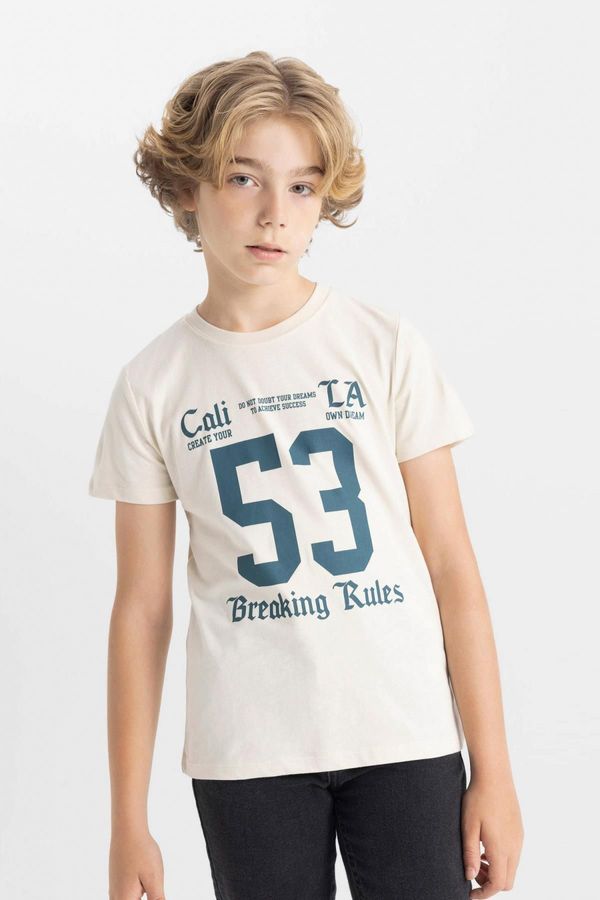 DEFACTO DEFACTO Boy's Crew Neck Printed Short Sleeve T-Shirt