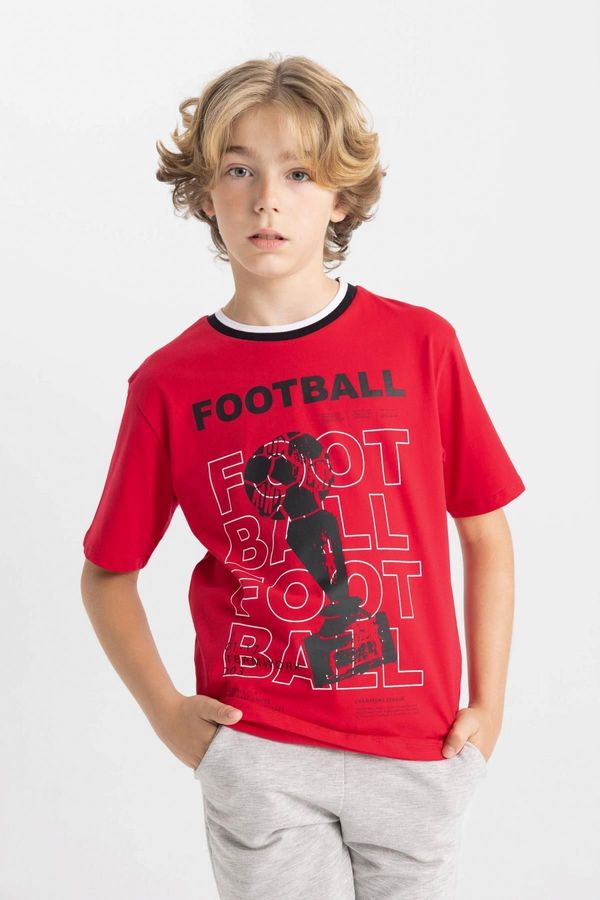 DEFACTO DEFACTO Boy's Crew Neck Printed Short Sleeve T-Shirt