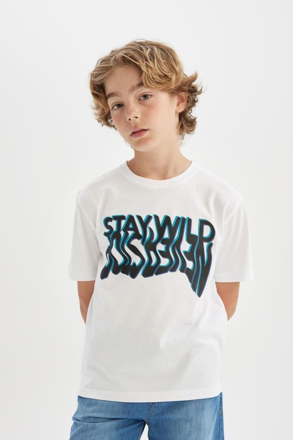 DEFACTO DEFACTO Boy's Crew Neck Printed Short Sleeve T-Shirt