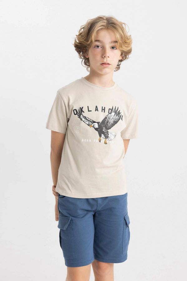 DEFACTO DEFACTO Boy's Crew Neck Printed Short Sleeve T-Shirt