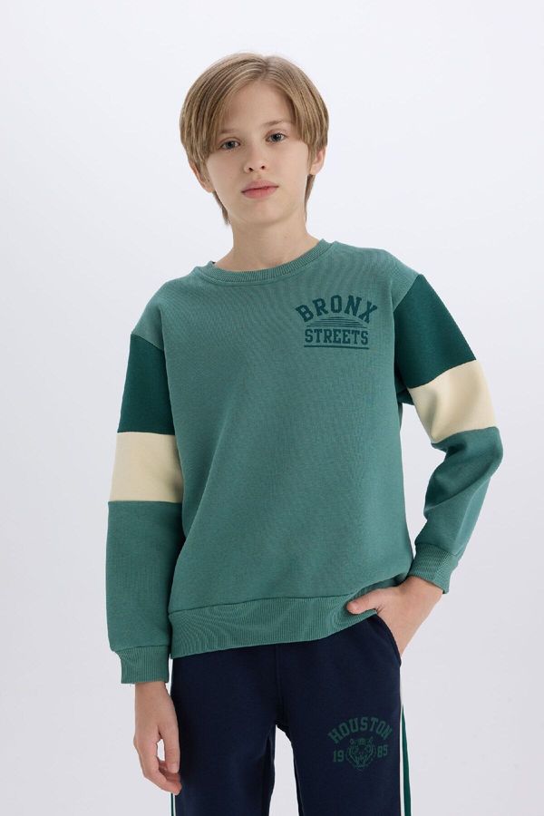 DEFACTO DEFACTO Boy's Crew Neck Printed Thick Sweatshirt