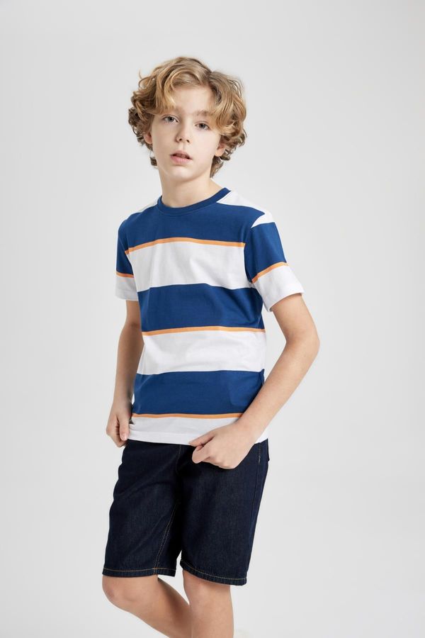 DEFACTO DEFACTO Boys' Crew Neck Striped Short Sleeve T-Shirt