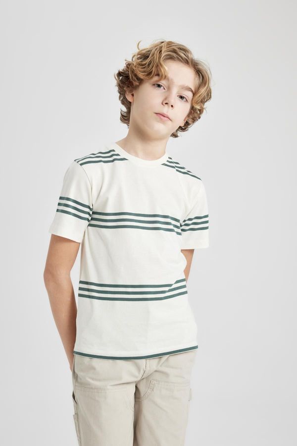 DEFACTO DEFACTO Boys' Crew Neck Striped Short Sleeve T-Shirt