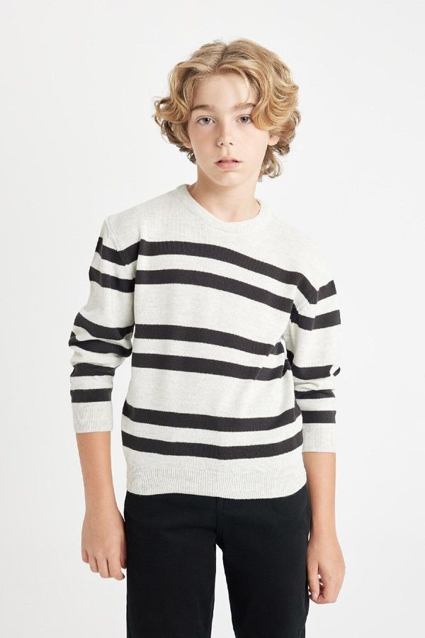 DEFACTO DEFACTO Boy's Crew Neck Striped Sweater