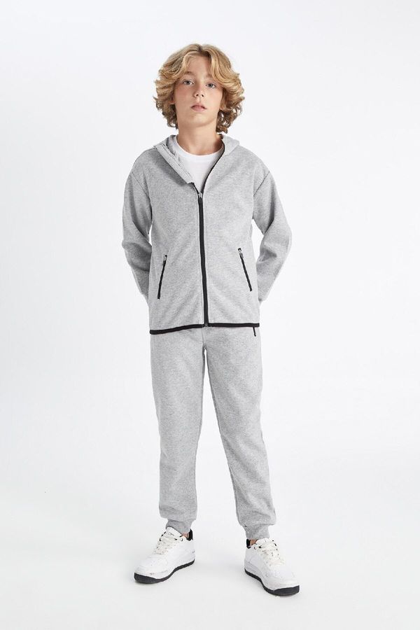 DEFACTO DEFACTO Boys Grey Elastic Waist Leg Pocket School Jogger Sweatpants