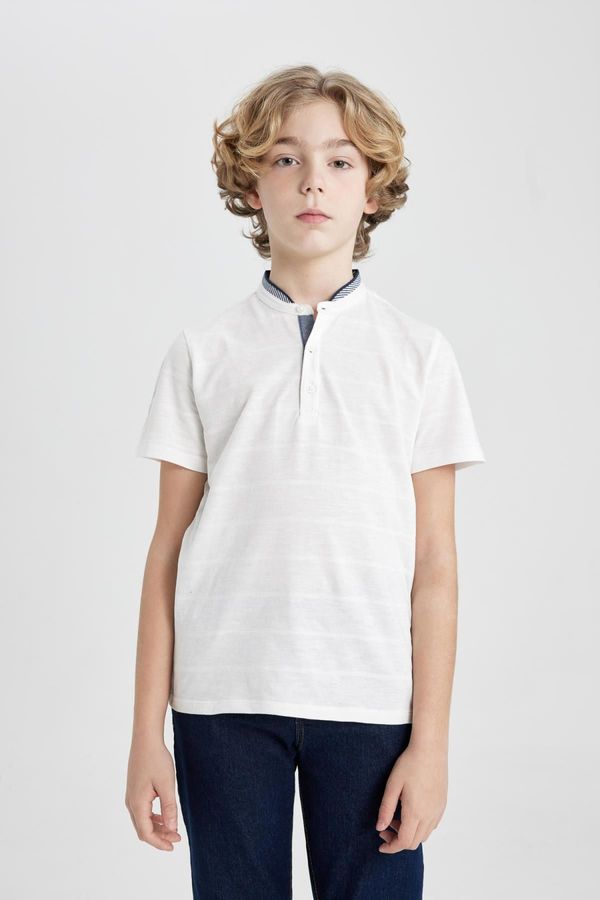 DEFACTO DEFACTO Boys High Neck Pique Short Sleeve Polo T-Shirt