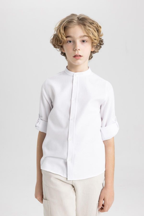 DEFACTO DEFACTO Boy's High Neck See-through Textured Long Sleeve Shirt