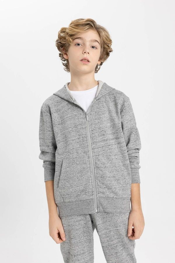 DEFACTO DEFACTO Boy's Hooded Zippered Basic Sweatshirt