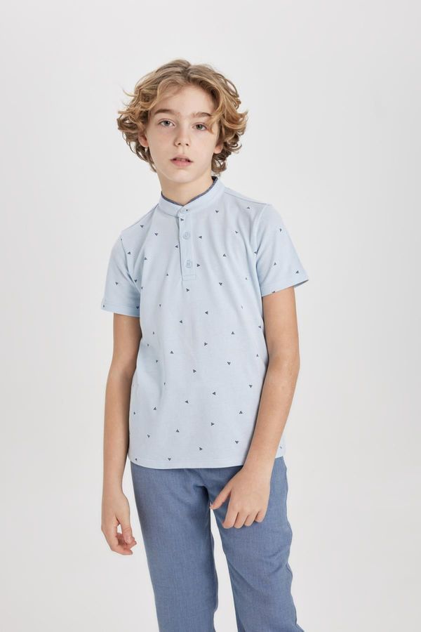 DEFACTO DEFACTO Boy's Judge Collar Patterned Pique Short Sleeve Polo T-Shirt