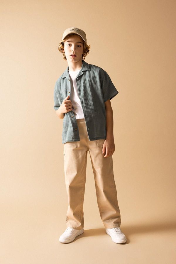 DEFACTO DEFACTO Boys' Loose Fit Standard Cuff Gabardine Trousers